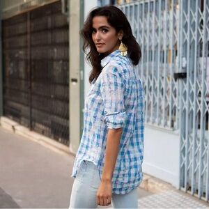 Anthropologie Tie Dye Button Down Shirt with Neon Accents Plus Size 1X